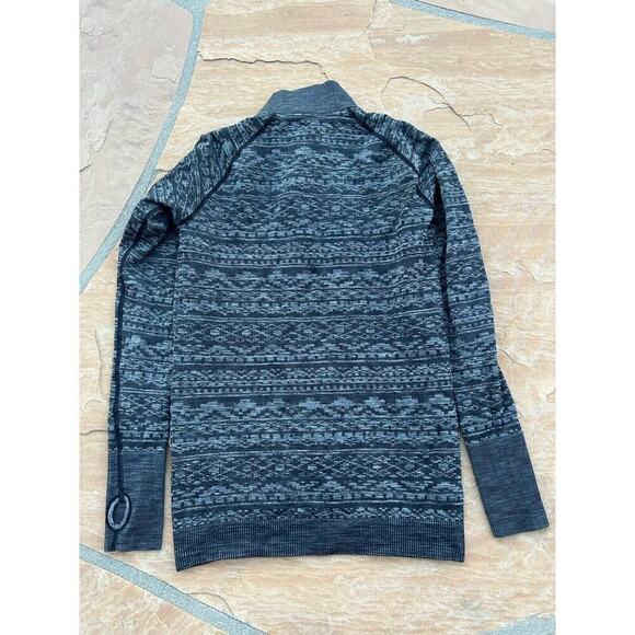 Lululemon Rest Less 1/4 Zip Top Size 6 ? Heathered Slate Patterned MF - Picture 2 of 5